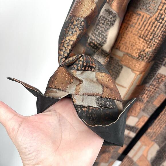 VTG Custom Black Brown Metallic Silk Artsy Blazer Jacket Womens - Picture 6 of 8